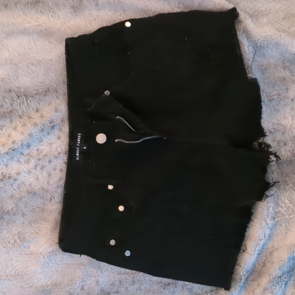 Black denim shorts
